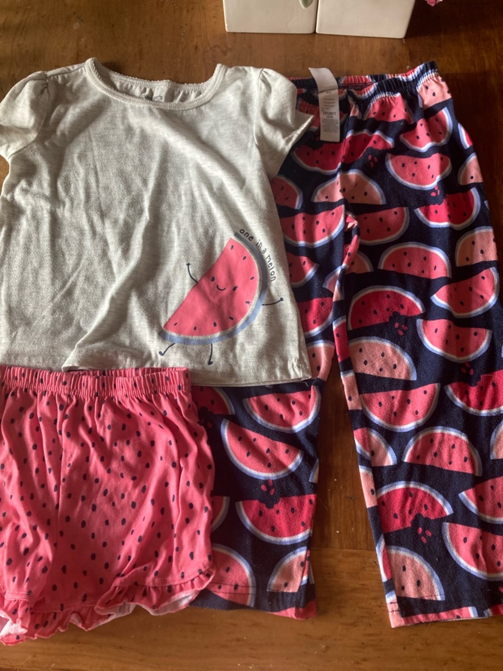 Carter's Pink Watermelon Short Toddler Set with Navy Print Pants